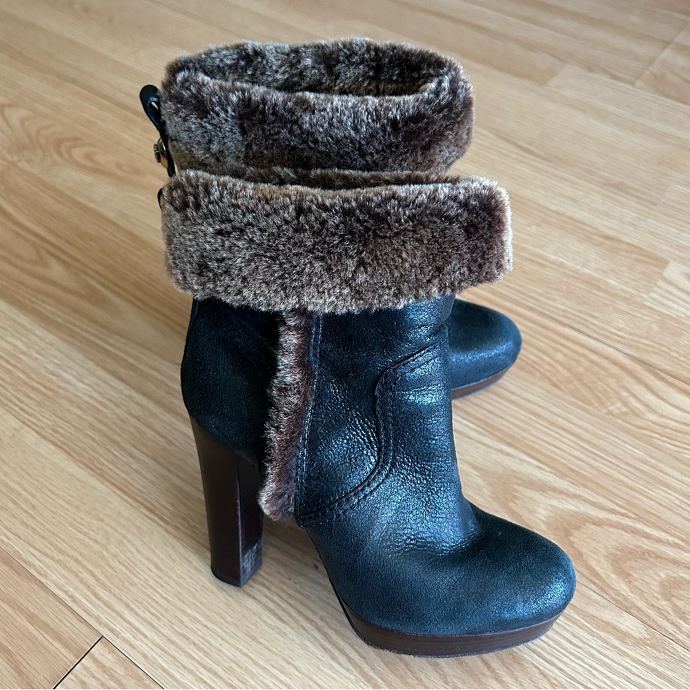 Tory Burch Sebastian Leather Shearling Boots Women’s 7